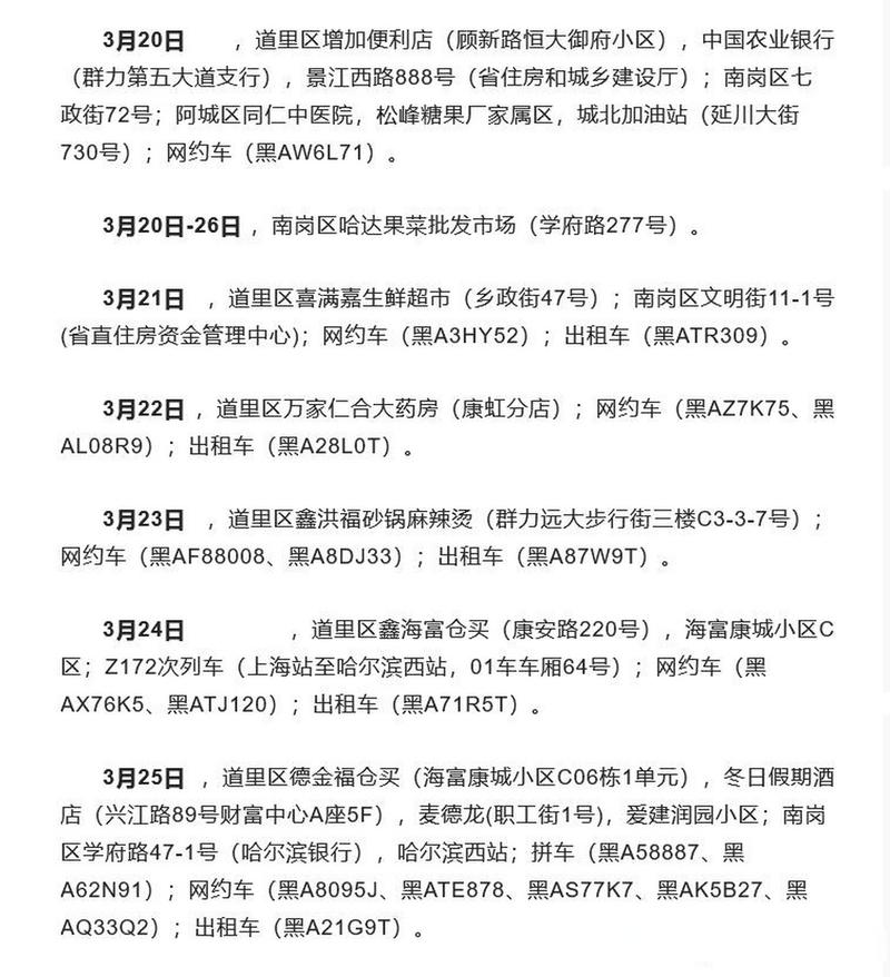 哈尔滨新增新冠病毒阳性感染者情况公布(11月26日)